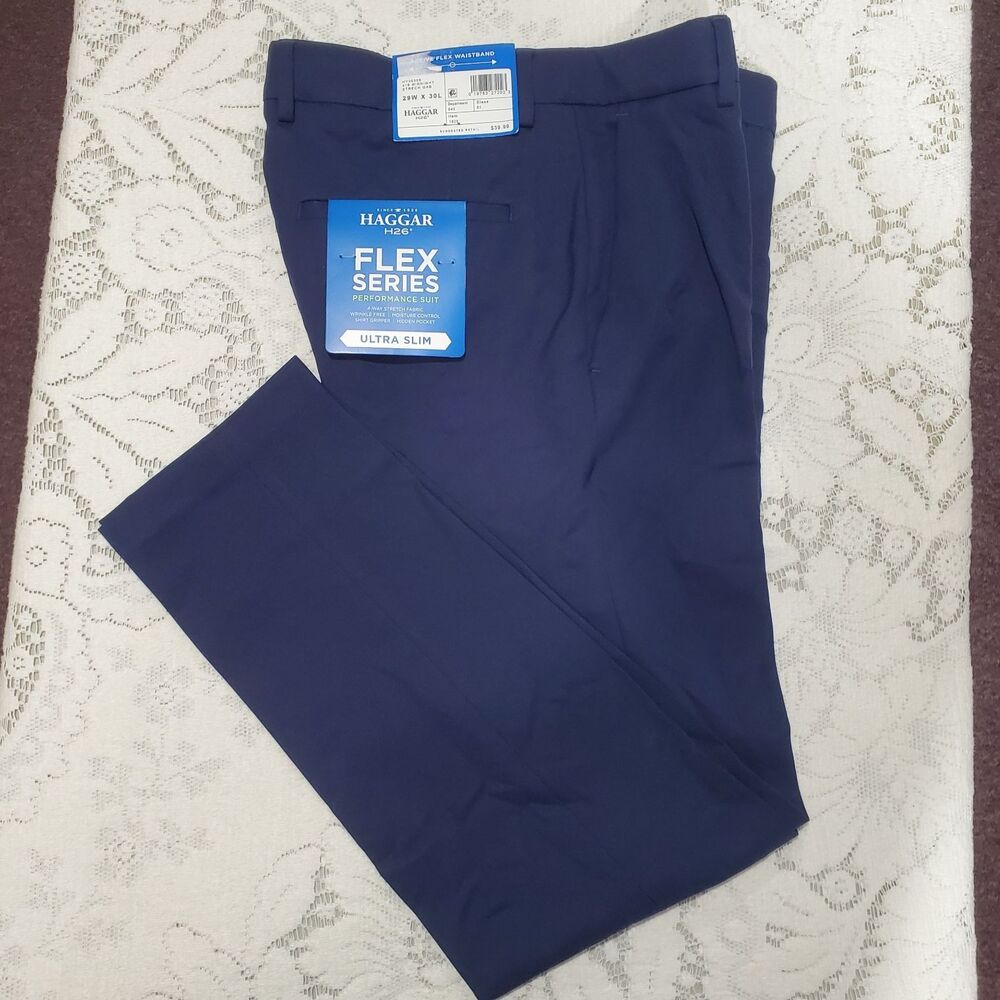 JM Haggar H26 Men’s Pants Ultra Slim Fit 29 X 30 W/ Active Flex Waistband - NEW